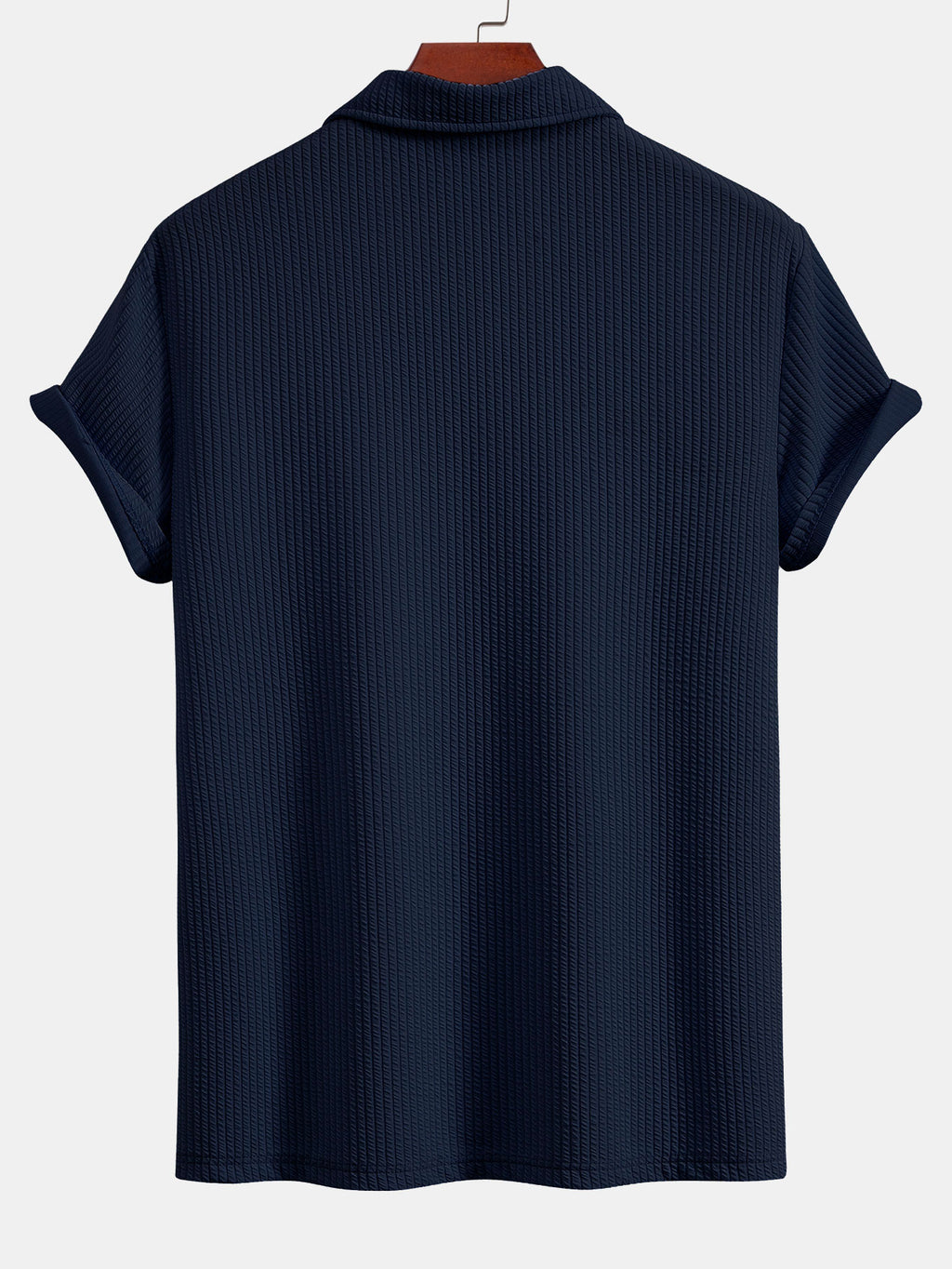 Polo Ribbed V-Neck Lengan Pendek