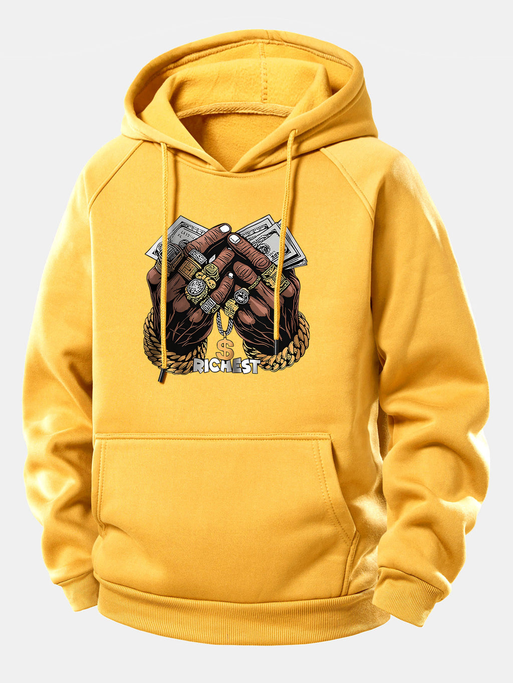 Money Hand Print Drawstring Hoodie
