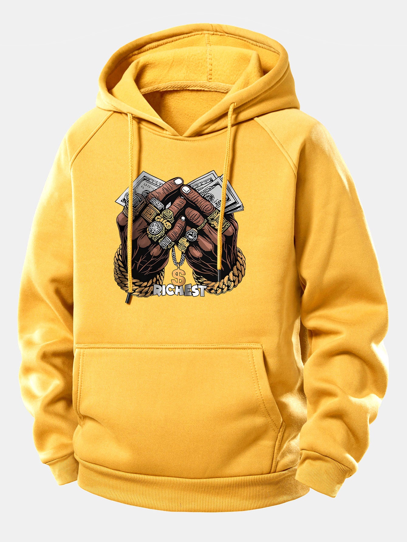 Money Hand Print Drawstring Hoodie