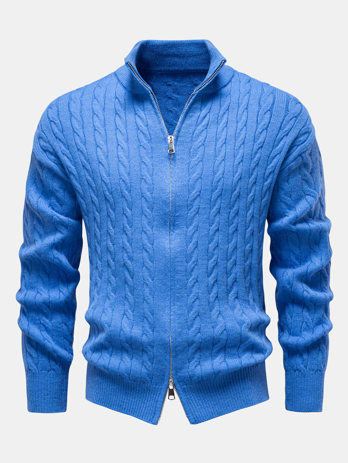 Maglione jacquard ritorto con zip
