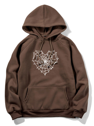 Spider Web Gothic Print Hoodie